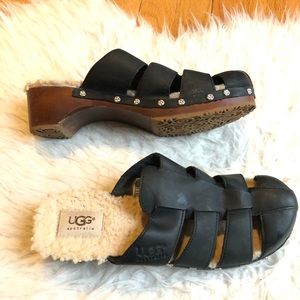 Ugg clogs sheepskin and leather